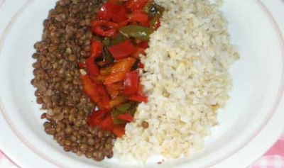 Lentejas con arroz y verduras